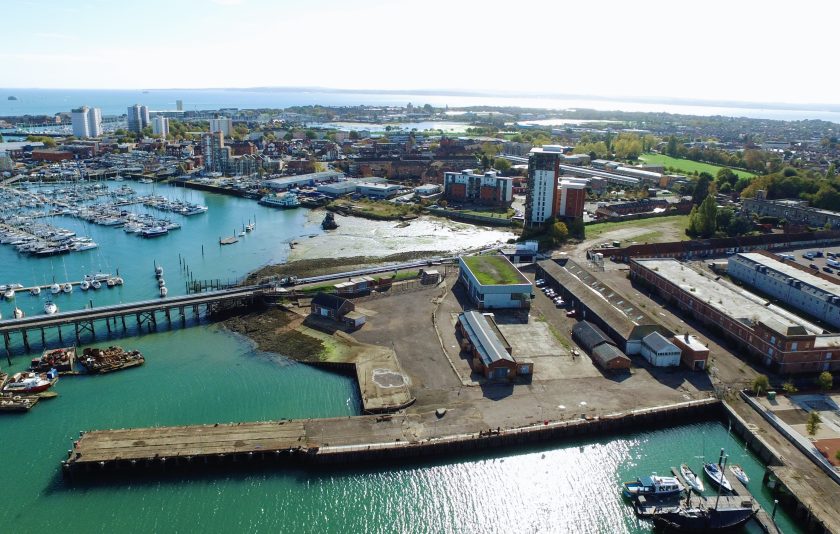 Aerial shot of Royal Clarence Yard