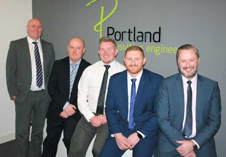 Portland Consultancy Engineers - L- R: Managing director Lee Barrr, Stephen Hunter, Jonathan Eeles, Mark Quigley and Mark Grant, director