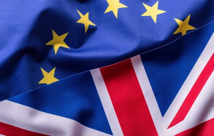 EU and Union Jack flags