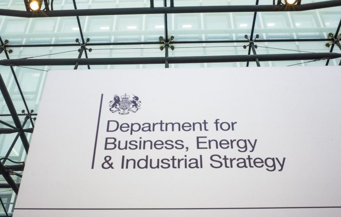sign for department of business, energy and industry strategy