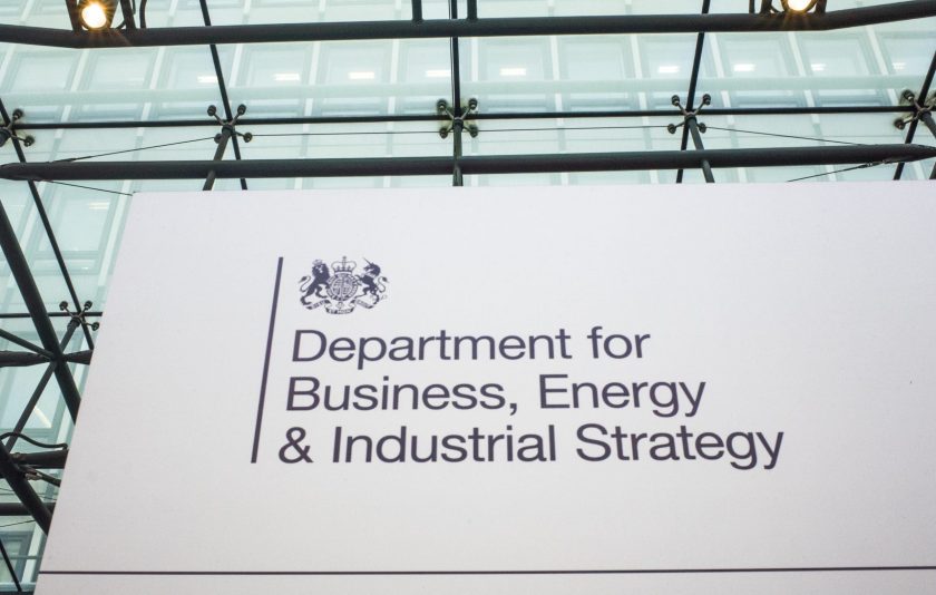 sign for department of business, energy and industry strategy