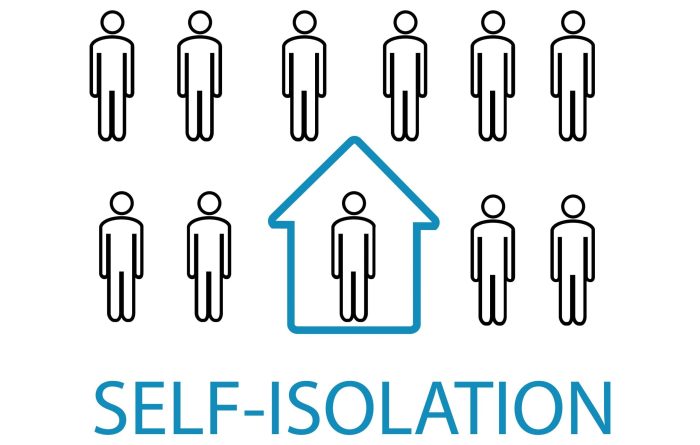 self isolation person surrounded by a house