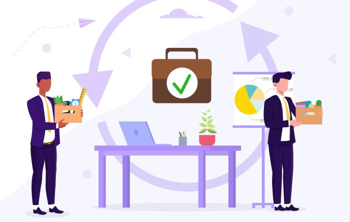 One employee leaving and another arriving